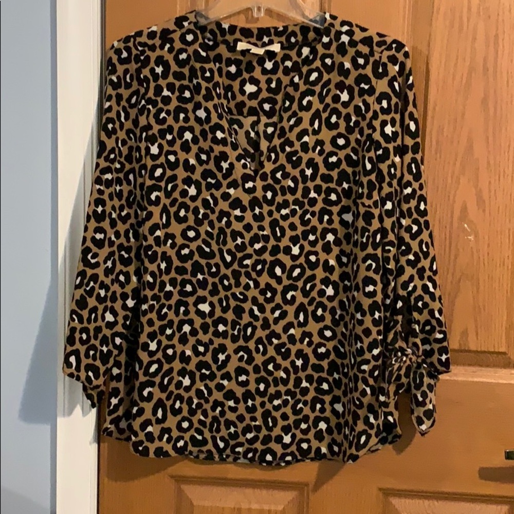 Michael Kors  V-Neck Tie Sleeve Top